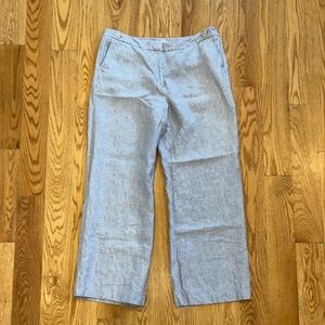 Boden Myra High-Rise Wide Leg Blue Washable Linen Pants